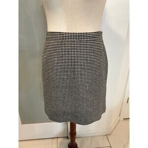 Talbots Black and White Diamond Print Wool Blend Pencil Skirt Size 14